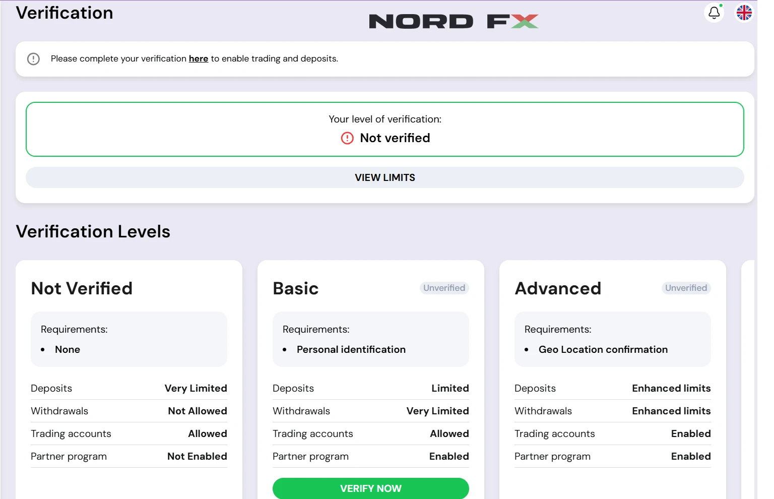 NordFX验证